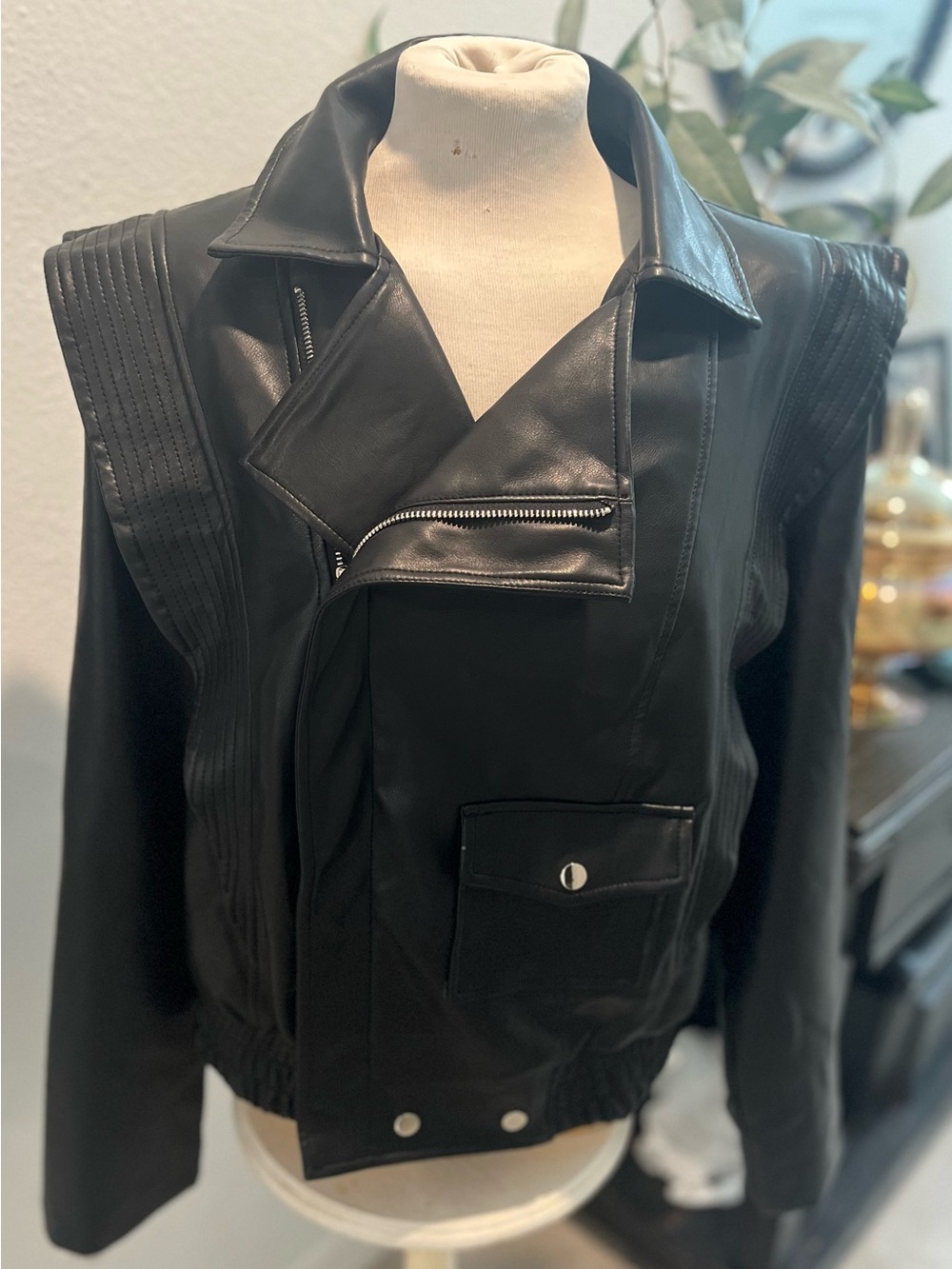 Boohoo Black Faux Leather Moto Jacket